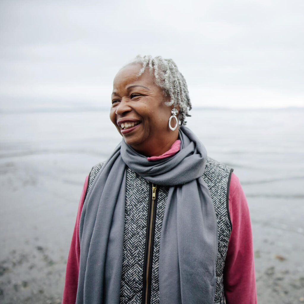 smiling woman on the beach