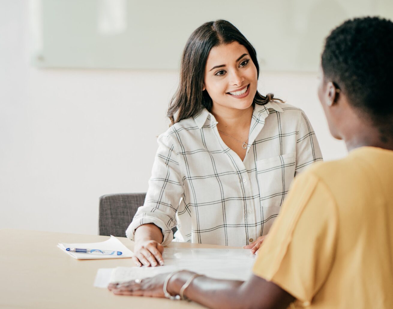 Two woman talking